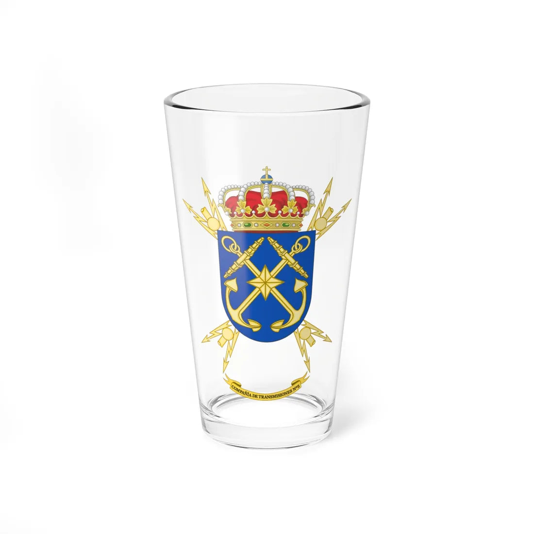Coat of Arms of the 5th Signals Company (Spain) (Coat of Arms) Pint Glass 16oz 16oz - Go Mug Yourself