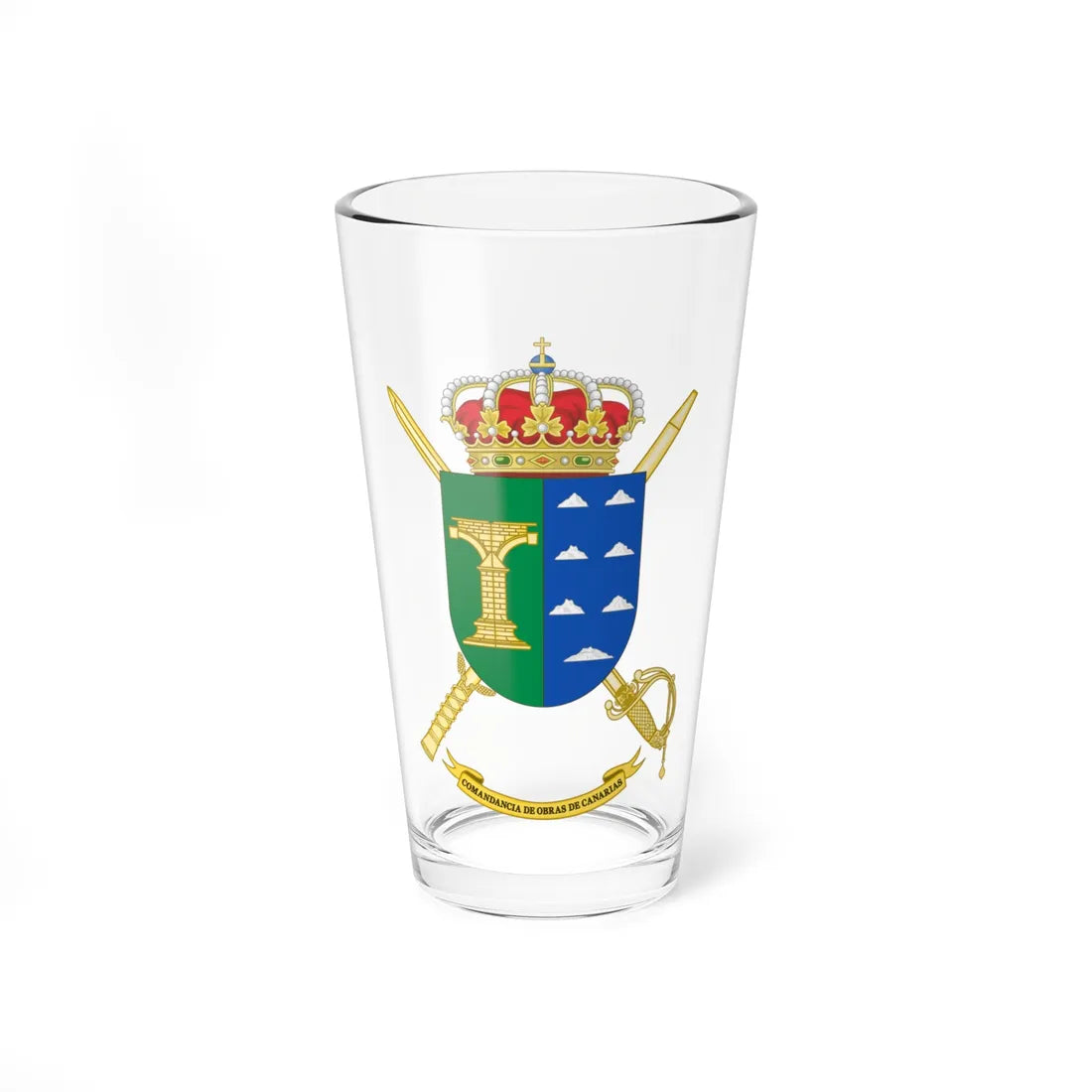 Coat of Arms of the 5th Spanish Army Construction Command (Spain) (Coat of Arms) Pint Glass 16oz 16oz - Go Mug Yourself