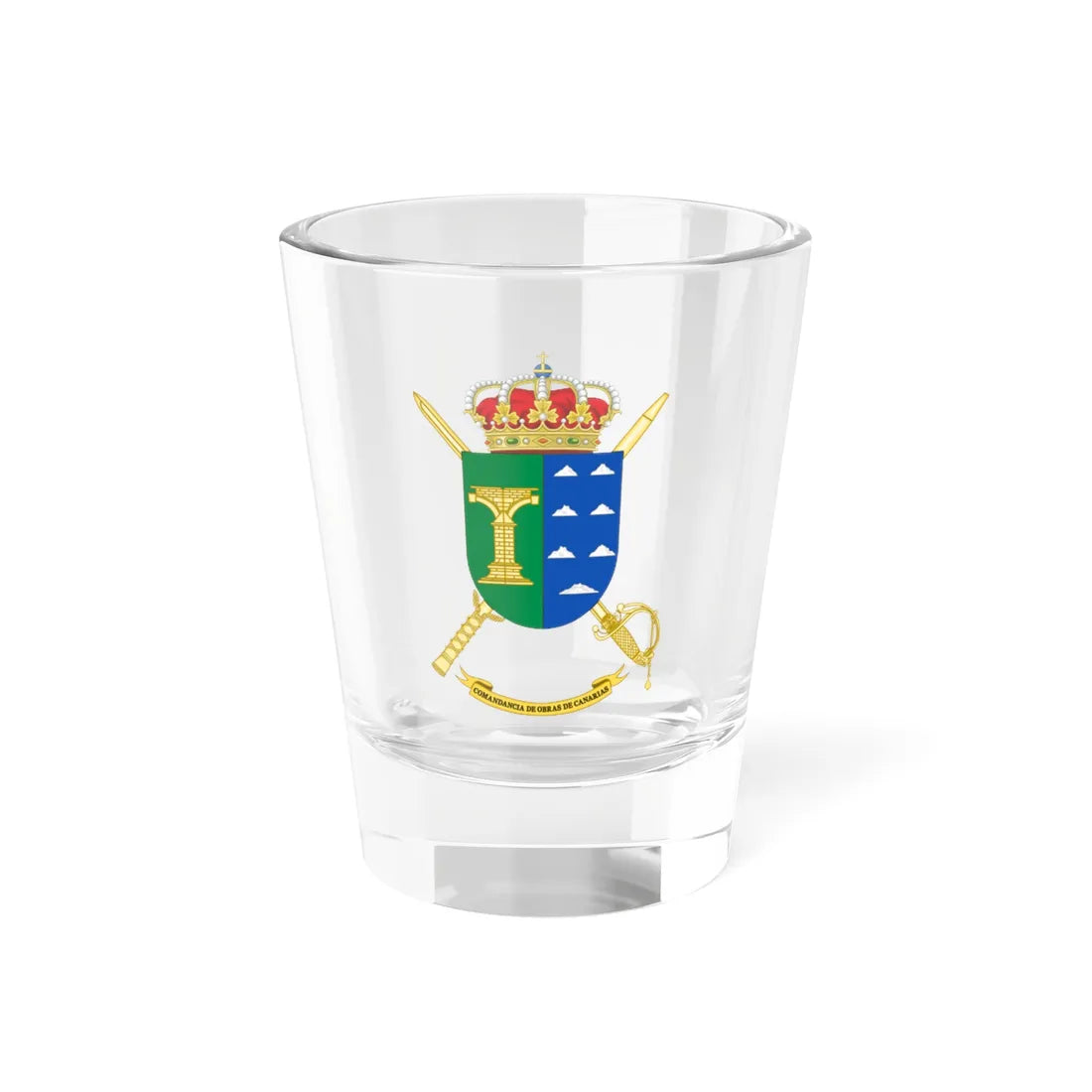 Coat of Arms of the 5th Spanish Army Construction Command (Spain) (Coat of Arms) Shot Glass 1.5oz 1.5oz - Go Mug Yourself