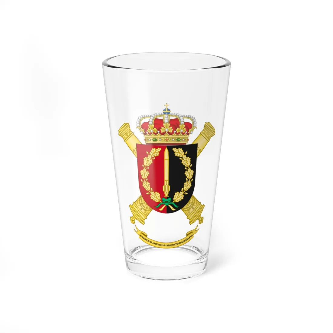 Coat of Arms of the 62nd Rocket Artillery Regiment (Spain) (Coat of Arms) Pint Glass 16oz 16oz - Go Mug Yourself