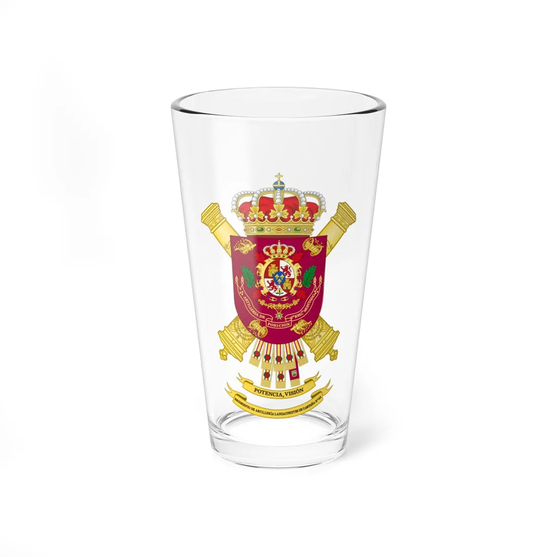 Coat of Arms of the 63rd Rocket Artillery Regiment (Spain) (Coat of Arms) Pint Glass 16oz 16oz - Go Mug Yourself