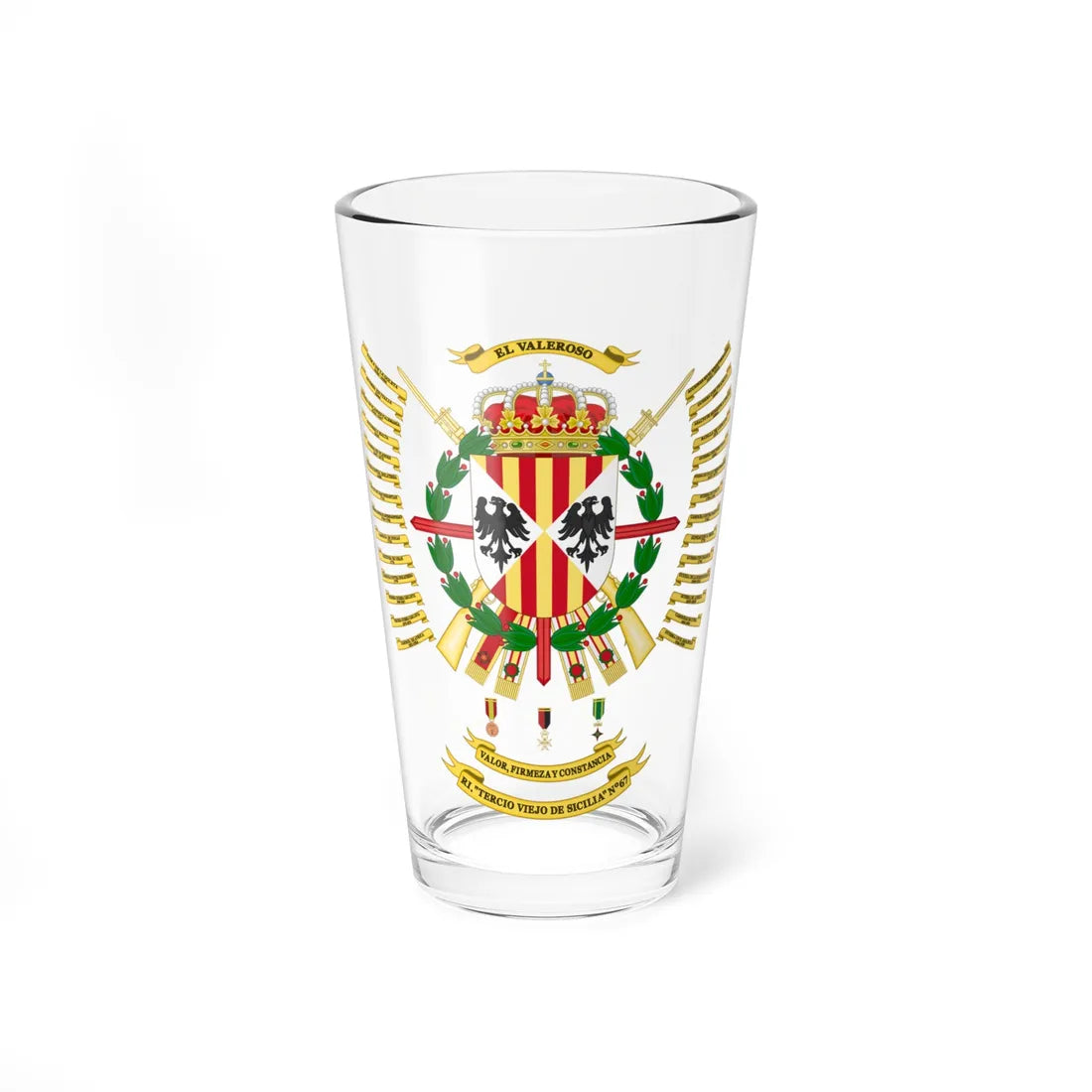 Coat of Arms of the 67th Infantry Regiment (Spain) (Coat of Arms) Pint Glass 16oz 16oz - Go Mug Yourself