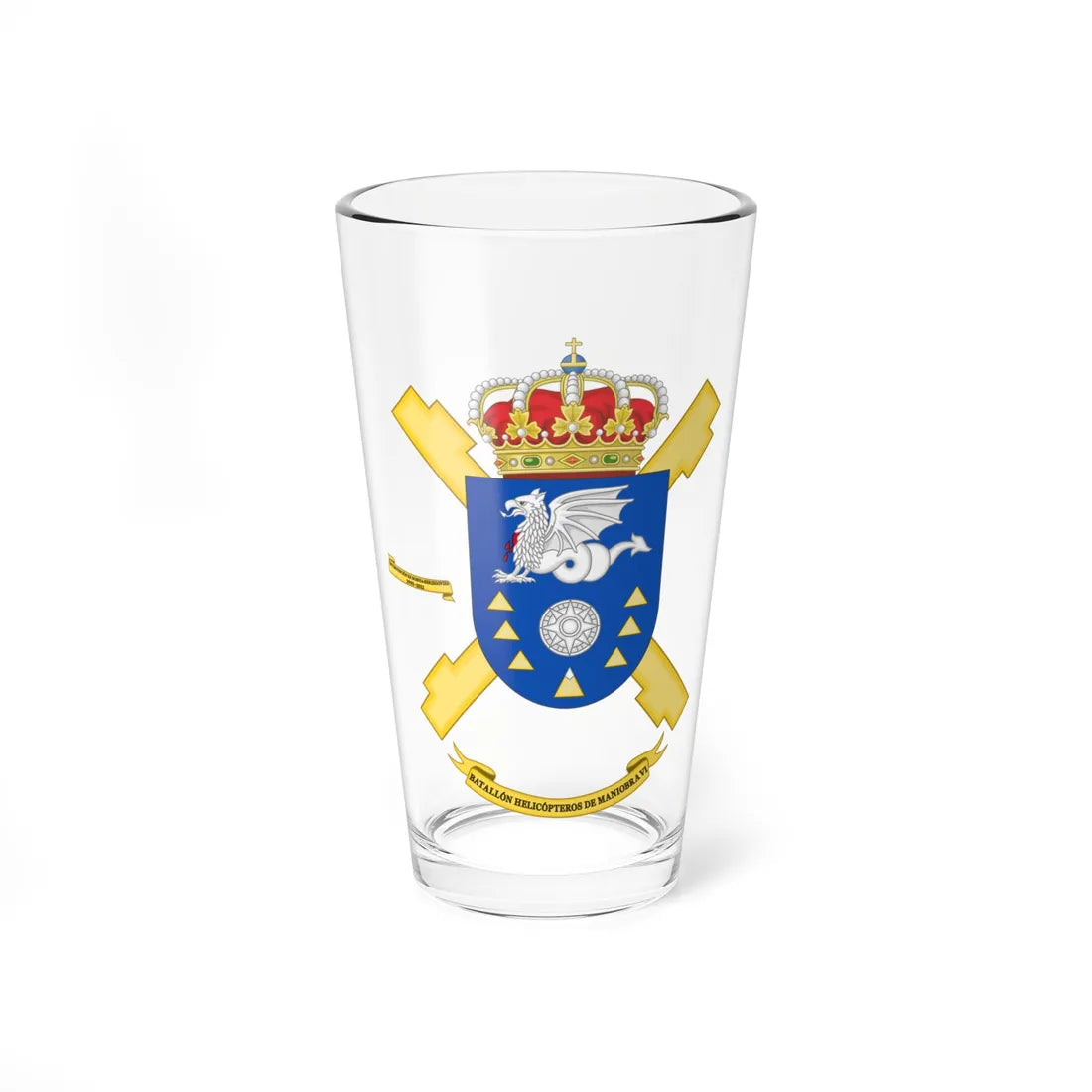 Coat of Arms of the 6th Maneuver Helicopter Battalion (Spain) (Coat of Arms) Pint Glass 16oz 16oz - Go Mug Yourself