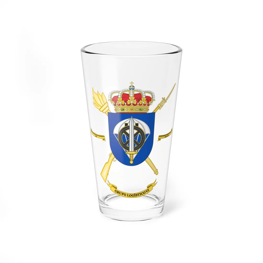 Coat of Arms of the 6th Parachute Logistic Battalion (Spain) (Coat of Arms) Pint Glass 16oz 16oz - Go Mug Yourself
