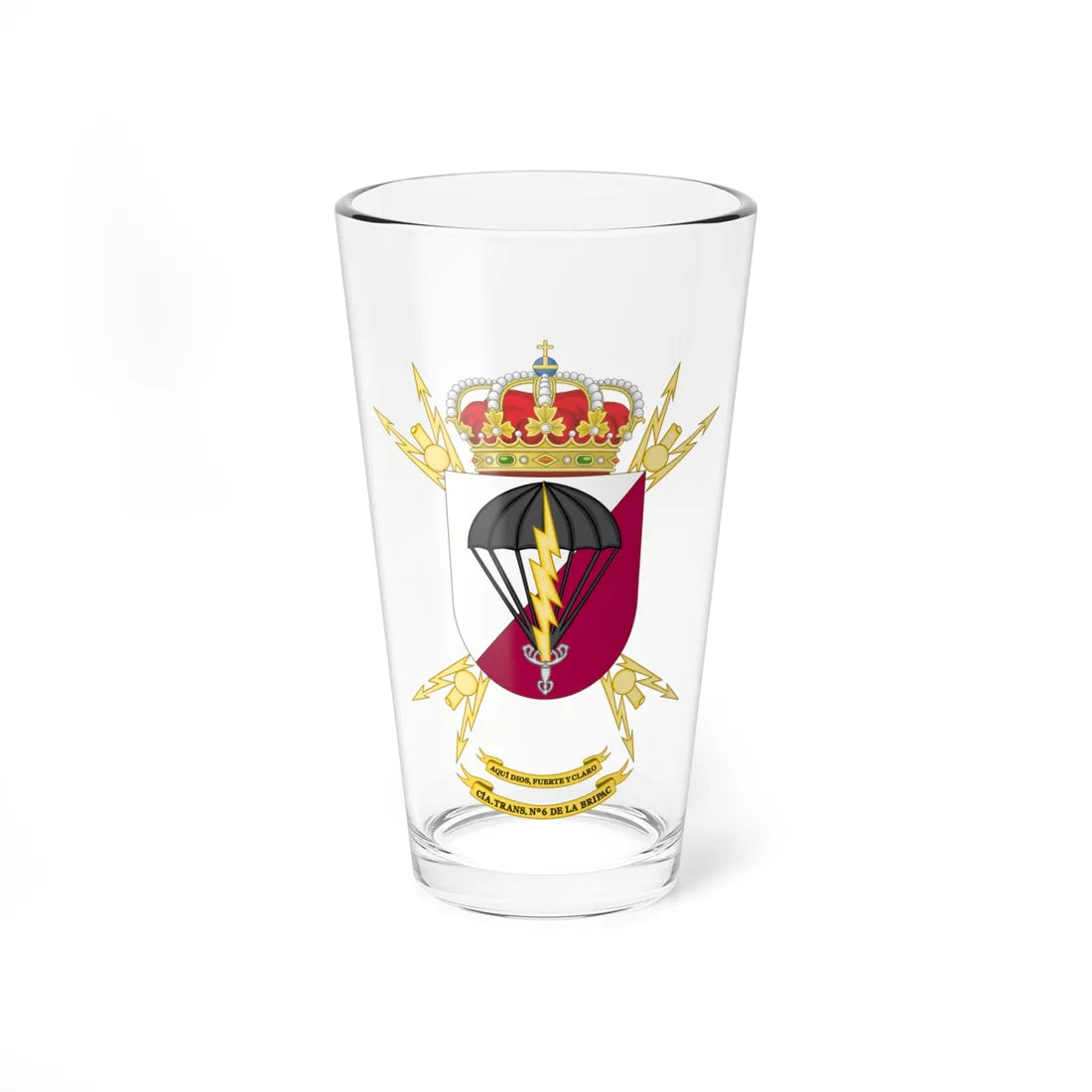 Coat of Arms of the 6th Parachute Signal Company (Spain) (Coat of Arms) Pint Glass 16oz 16oz - Go Mug Yourself
