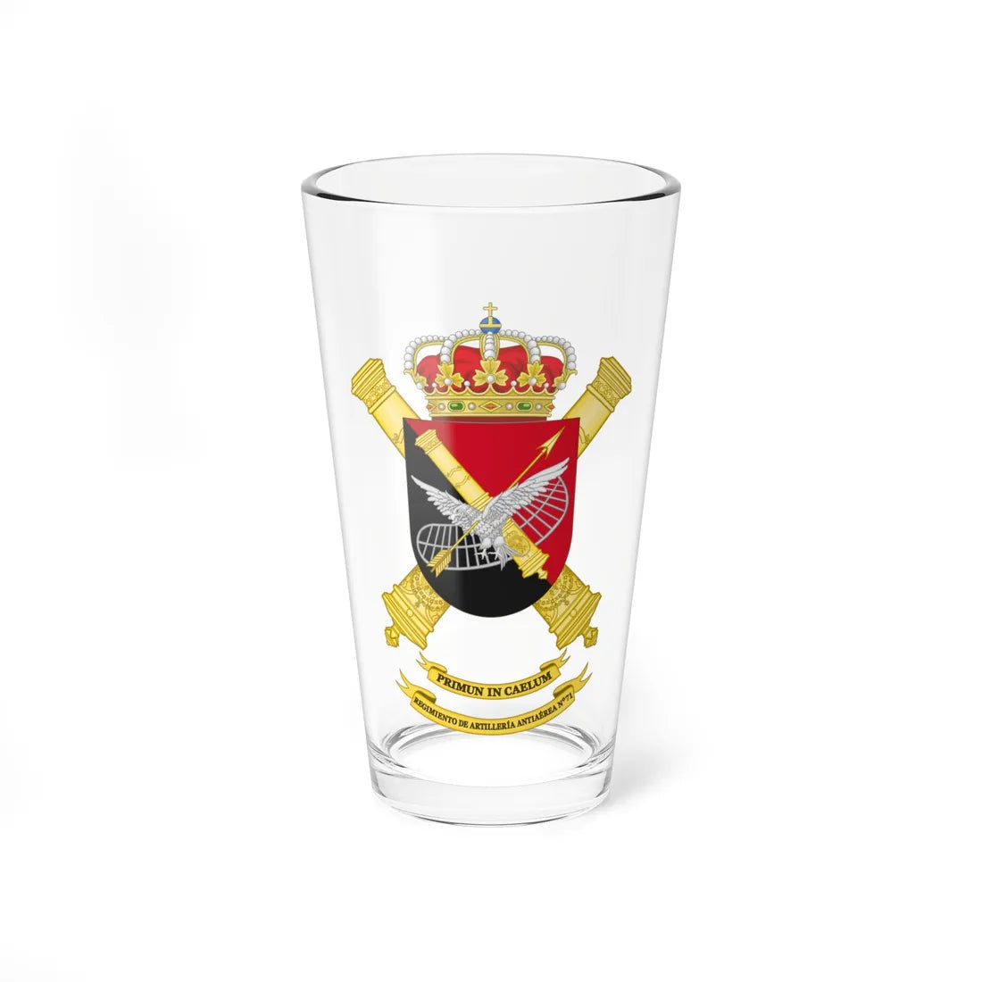 Coat of Arms of the 71st Air Defence Artillery Regiment (Spain) (Coat of Arms) Pint Glass 16oz 16oz - Go Mug Yourself