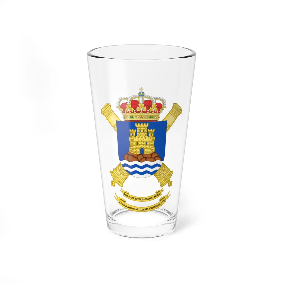 Coat of Arms of the 73rd Air Defence Artillery Regiment (Spain) (Coat of Arms) Pint Glass 16oz 16oz - Go Mug Yourself