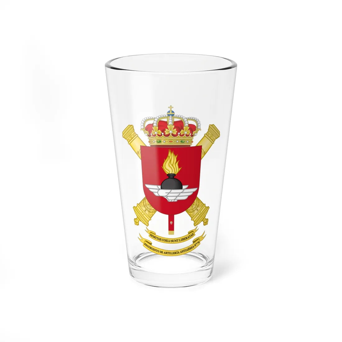 Coat of Arms of the 74th Air Defence Artillery Regiment (Spain) (Coat of Arms) Pint Glass 16oz 16oz - Go Mug Yourself