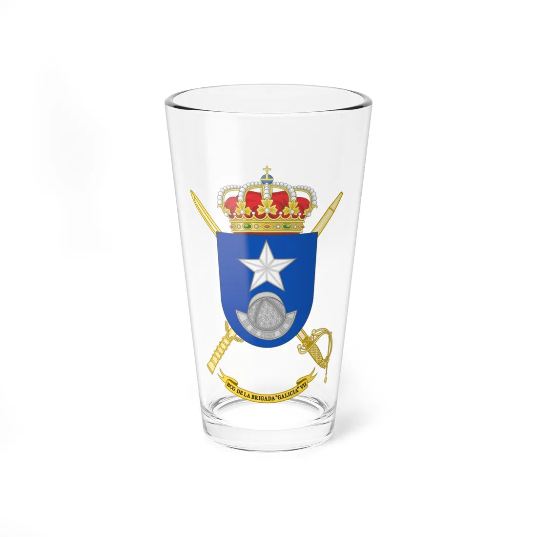 Coat of Arms of the 7th Brigade Galicia Headquarters Battalion (Spain) (Coat of Arms) Pint Glass 16oz 16oz - Go Mug Yourself