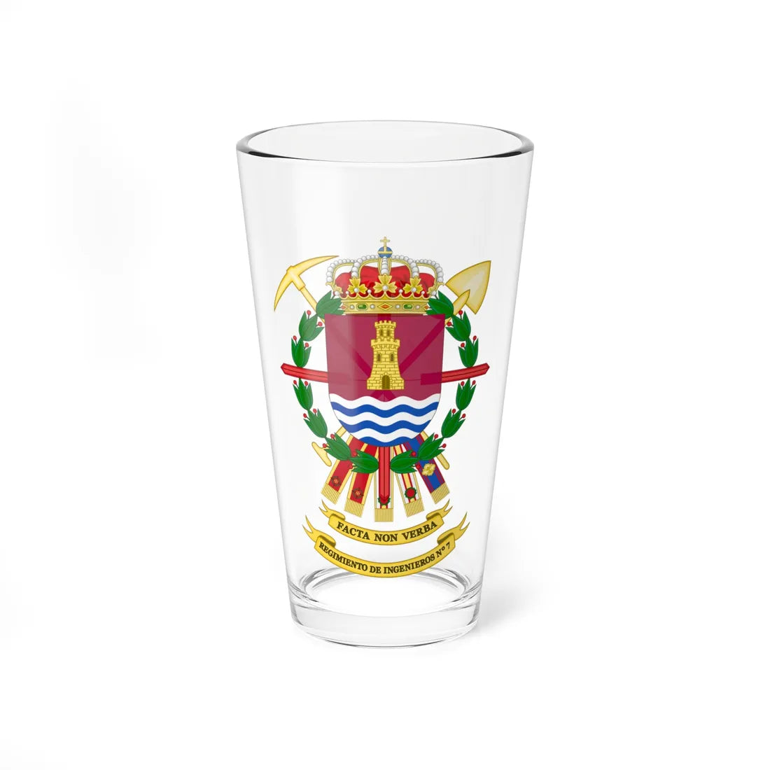 Coat of Arms of the 7th Engineer Regiment (Spain) (Coat of Arms) Pint Glass 16oz 16oz - Go Mug Yourself