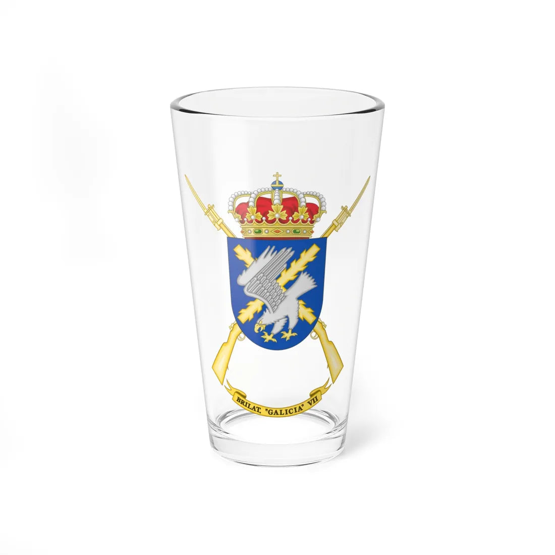 Coat of Arms of the 7th Light Infantry Brigade Galicia (Spain) (Coat of Arms) Pint Glass 16oz 16oz - Go Mug Yourself