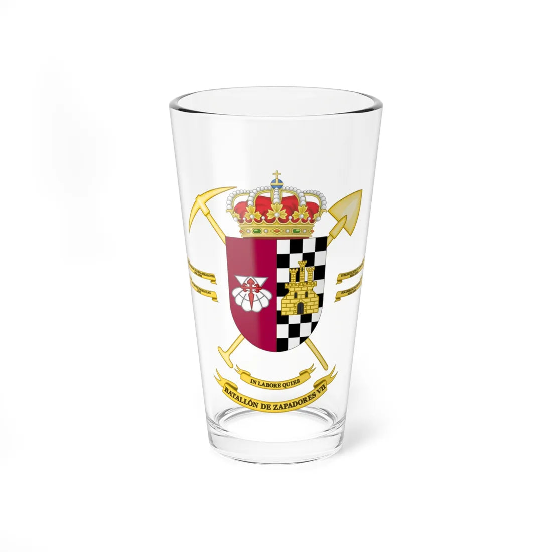 Coat of Arms of the 7th Military Engineering Battalion (Spain) (Coat of Arms) Pint Glass 16oz 16oz - Go Mug Yourself