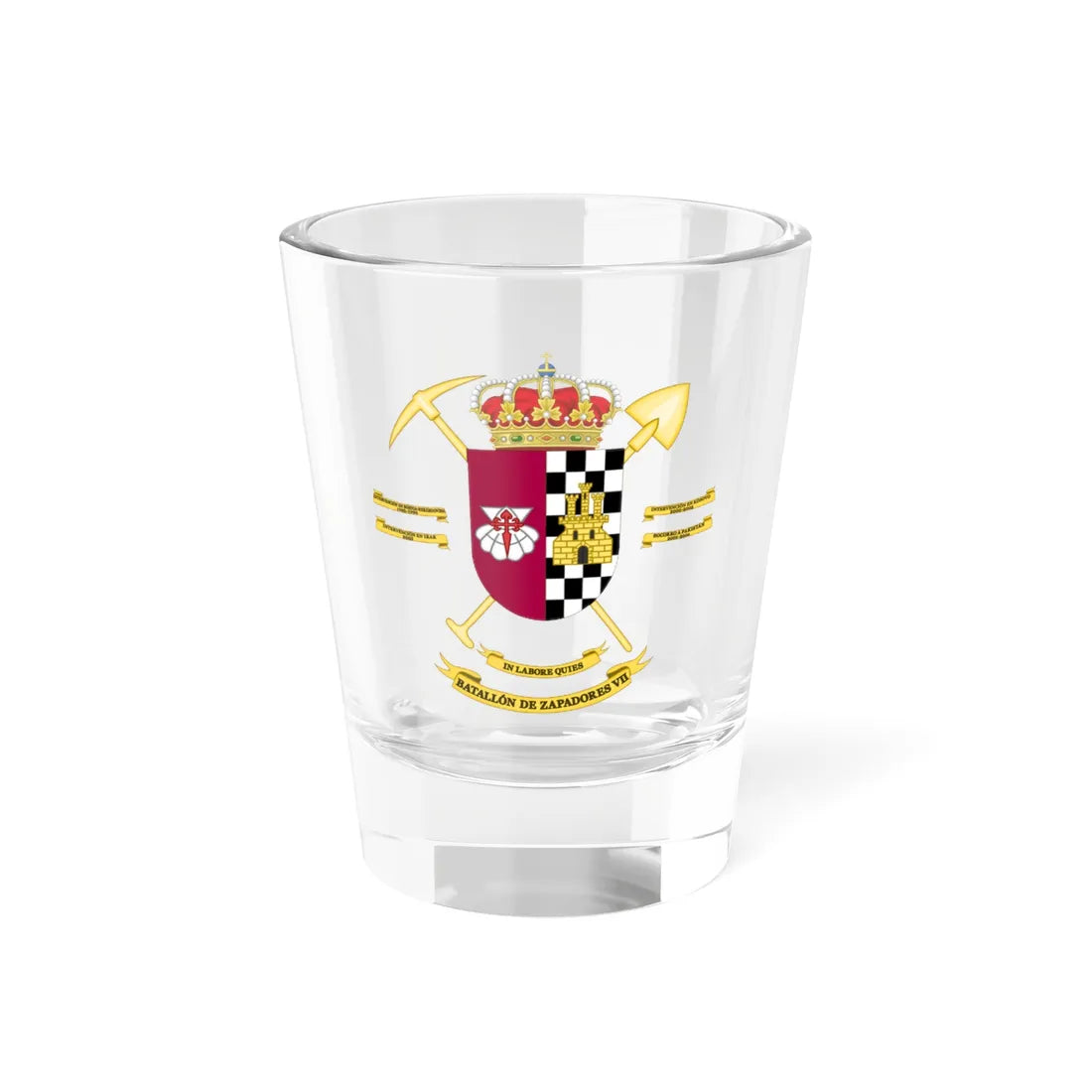 Coat of Arms of the 7th Military Engineering Battalion (Spain) (Coat of Arms) Shot Glass 1.5oz 1.5oz - Go Mug Yourself