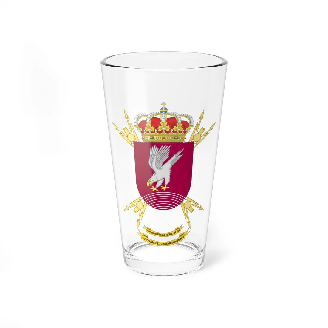 Coat of Arms of the 7th Signals Company (Spain) (Coat of Arms) Pint Glass 16oz 16oz - Go Mug Yourself