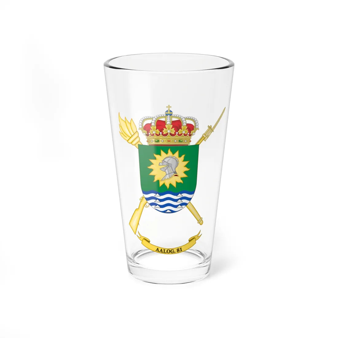 Coat of Arms of the 81st Logistics Support Group (Spain) (Coat of Arms) Pint Glass 16oz 16oz - Go Mug Yourself