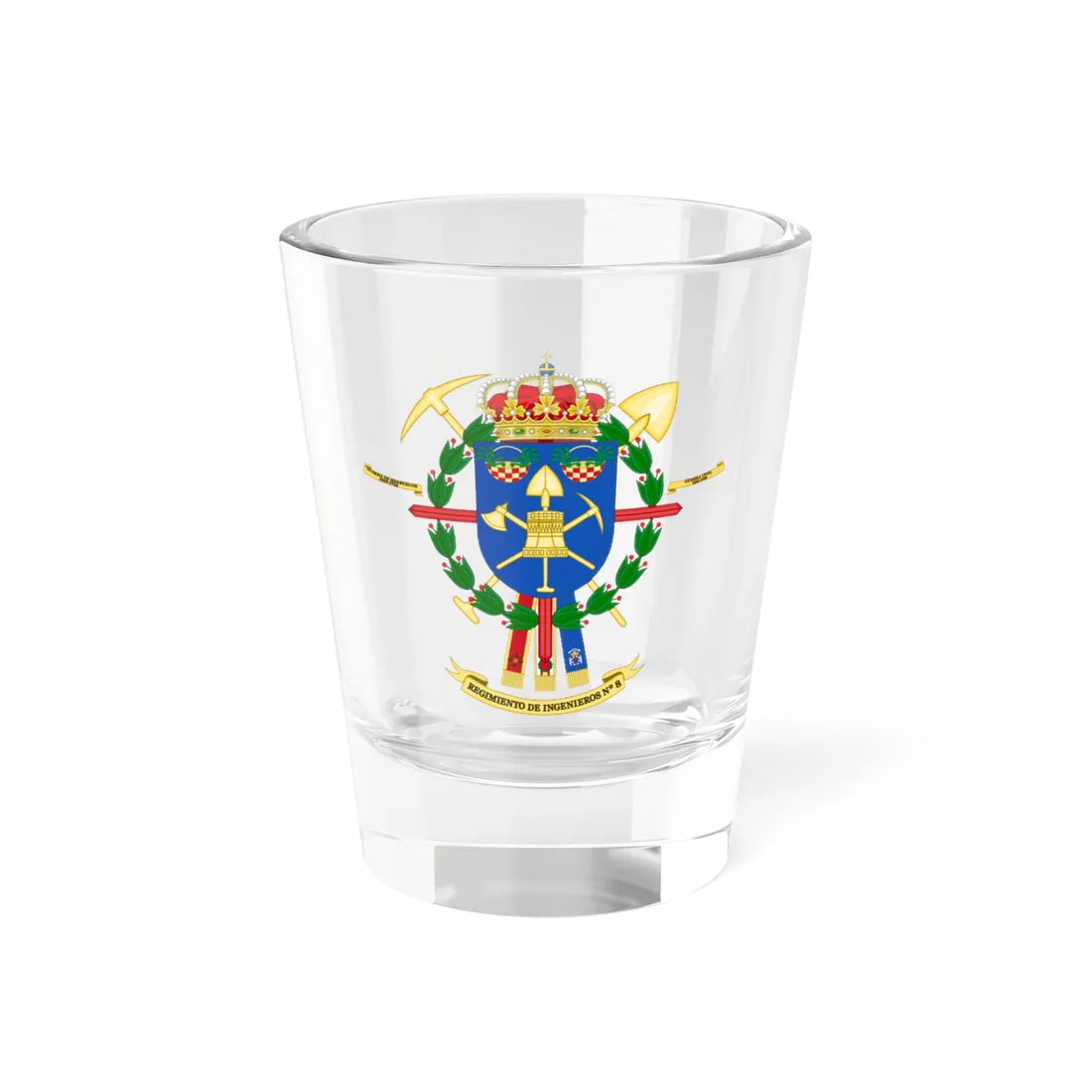 Coat of Arms of the 8th Engineer Regiment (Spain) (Coat of Arms) Shot Glass 1.5oz 1.5oz - Go Mug Yourself