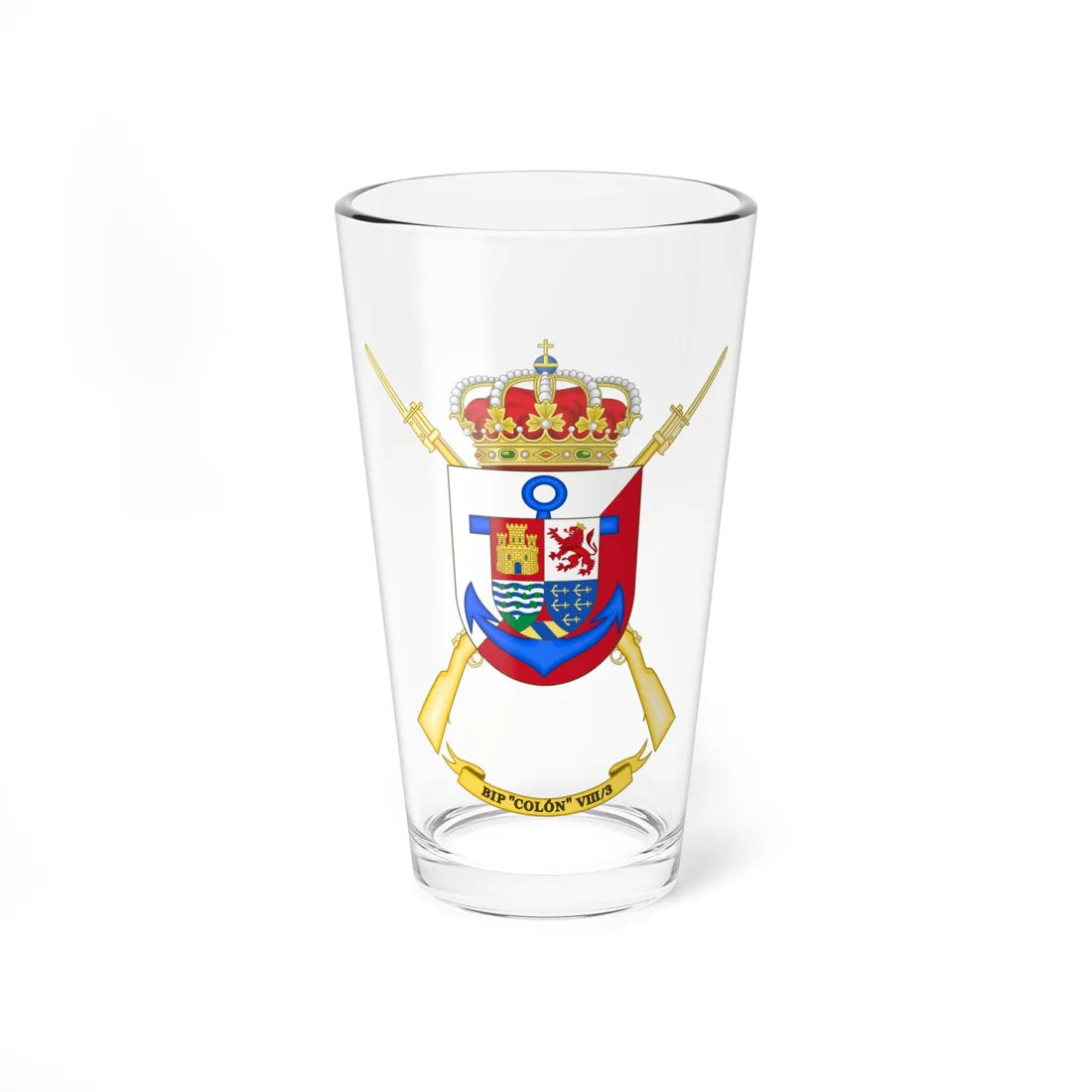 Coat of Arms of the 8th Spanish Legion Flag Colón (Spain) (Coat of Arms) Pint Glass 16oz 16oz - Go Mug Yourself
