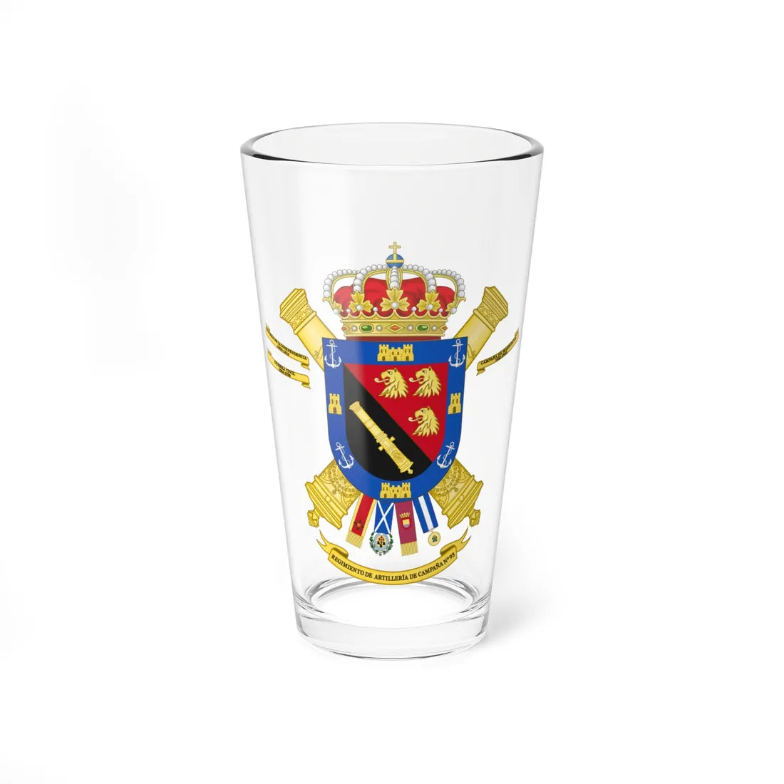 Coat of Arms of the 93rd Field Artillery Regiment (Spain) (Coat of Arms) Pint Glass 16oz 16oz - Go Mug Yourself
