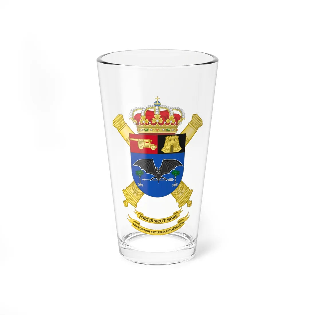 Coat of Arms of the 94th Air Defence Artillery Regiment (Spain) (Coat of Arms) Pint Glass 16oz 16oz - Go Mug Yourself