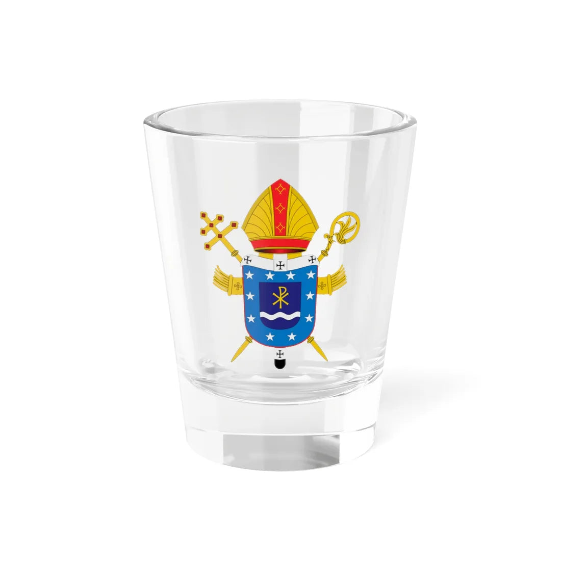 Coat of arms of the Archdiocese of Ribeirão Preto (Brazil) (Coat of Arms) Shot Glass 1.5oz 1.5oz - Go Mug Yourself