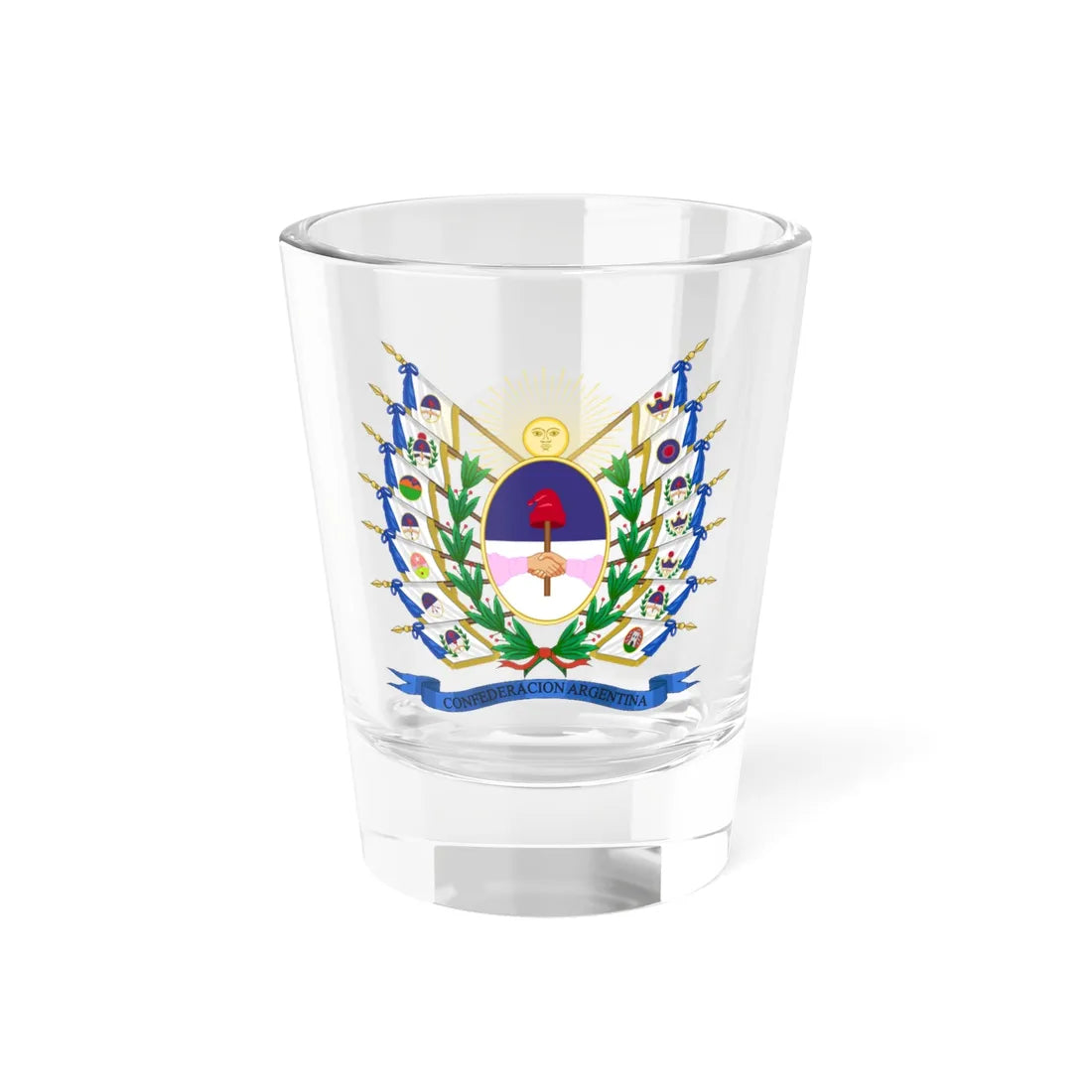 Coat of Arms of the Argentine Confederation Variant (Argentina) (Coat of Arms) Shot Glass 1.5oz 1.5oz - Go Mug Yourself