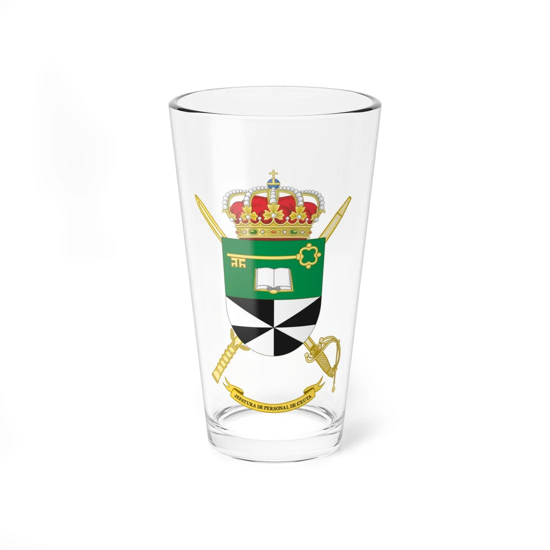 Coat of Arms of the Army Personnel Command of Ceuta (Spain) (Coat of Arms) Pint Glass 16oz 16oz - Go Mug Yourself