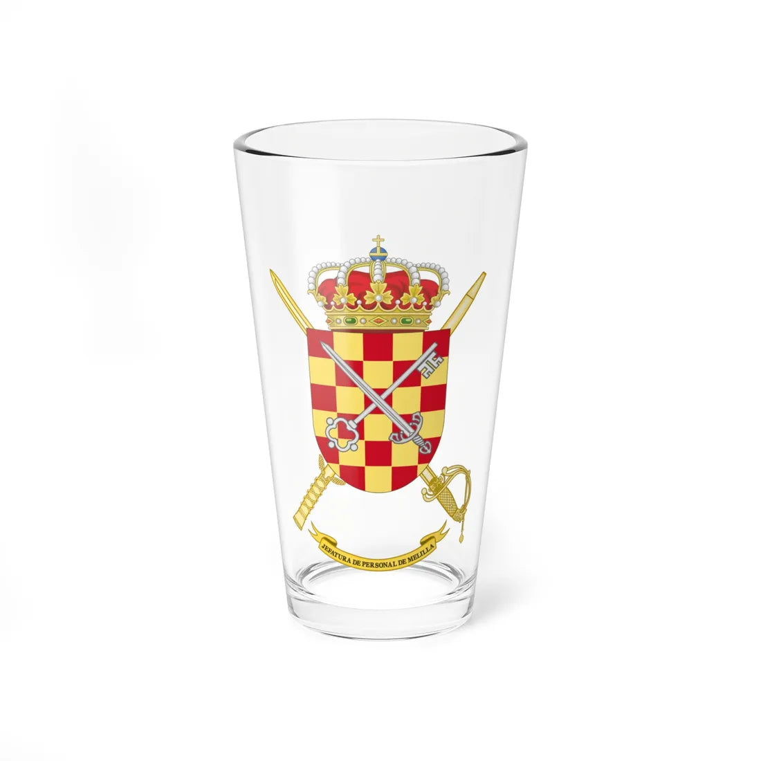 Coat of Arms of the Army Personnel Command of Melilla (Spain) (Coat of Arms) Pint Glass 16oz 16oz - Go Mug Yourself