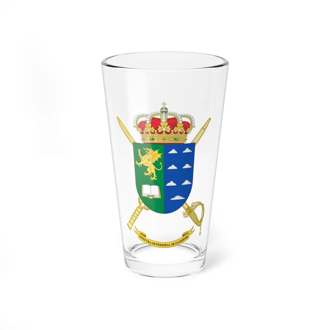 Coat of Arms of the Army Personnel Command of the Canary Islands (Spain) (Coat of Arms) Pint Glass 16oz 16oz - Go Mug Yourself