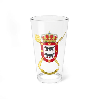 Coat of Arms of the Automobile Unit of the 1st Kings Immemorial Infantry Regiment (Spain) (Coat of Arms) Pint Glass 16oz 16oz - Go Mug Yourself