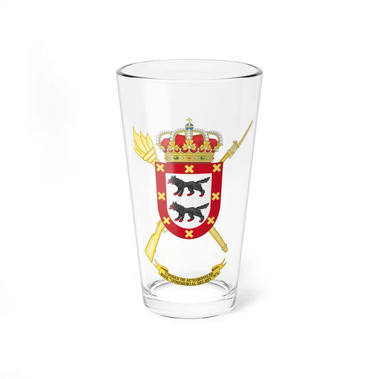 Coat of Arms of the Automobile Unit of the 1st Kings Immemorial Infantry Regiment (Spain) (Coat of Arms) Pint Glass 16oz 16oz - Go Mug Yourself