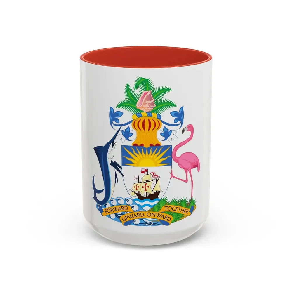 Coat of Arms of The Bahamas - Accent Coffee Mug 15oz Red - Go Mug Yourself