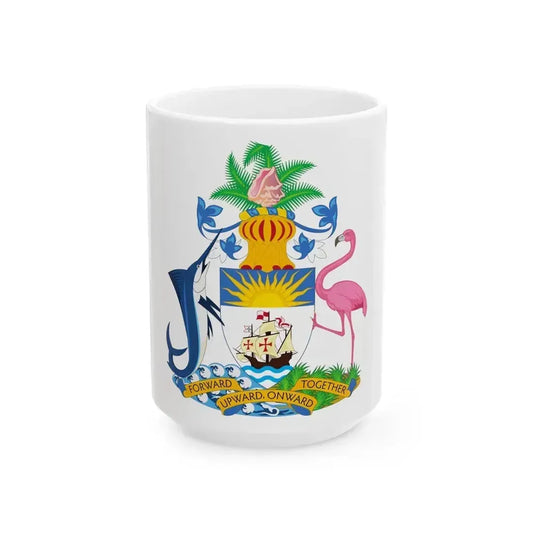 Coat of Arms of The Bahamas - White Coffee Mug 15oz - Go Mug Yourself