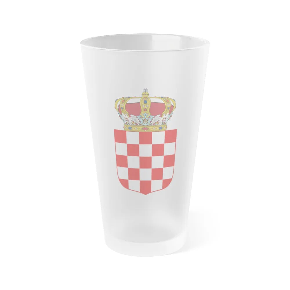 Coat of Arms of the Banate of Croatia - Frosted Pint Glass 16oz-Go Mug Yourself