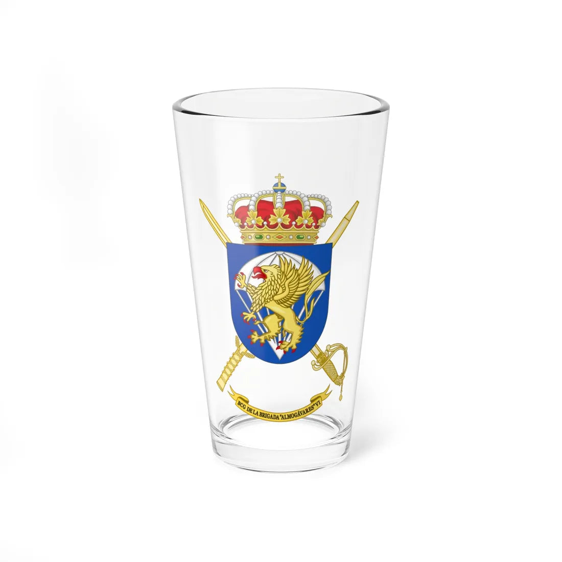 Coat of Arms of the BRIPAC Headquarters Battalion (Spain) (Coat of Arms) Pint Glass 16oz 16oz - Go Mug Yourself