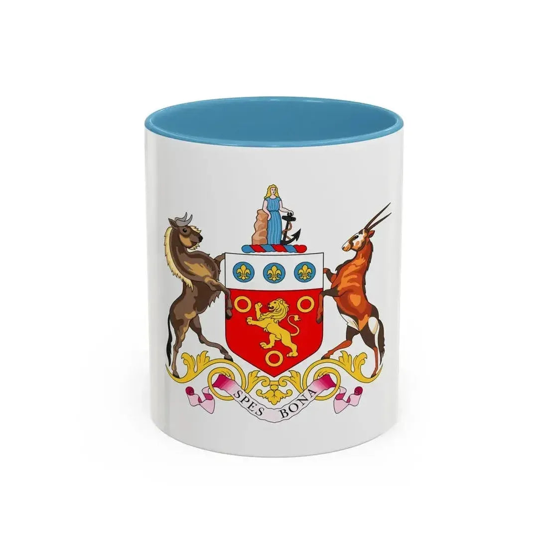 Coat of arms of the Cape Colony 1876-1994 - Accent Coffee Mug 11oz Light Blue - Go Mug Yourself