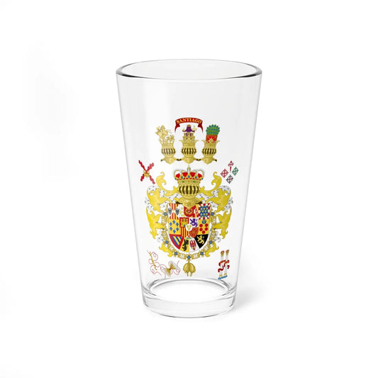 Coat of Arms of the Catholic Monarch Chivalric design (Spain) (Coat of Arms) Pint Glass 16oz 16oz - Go Mug Yourself