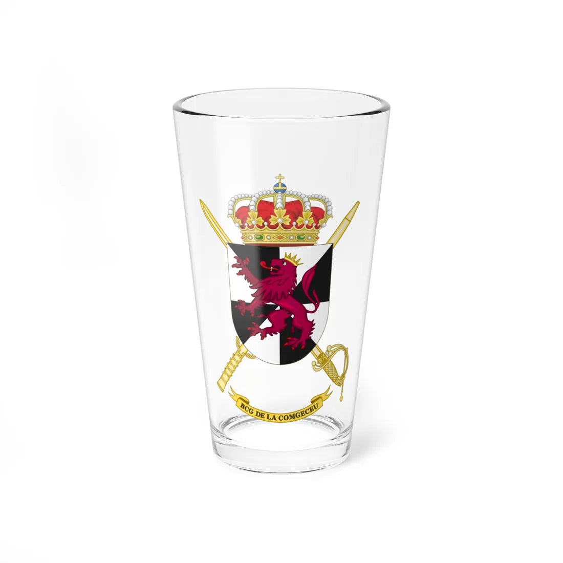 Coat of Arms of the Ceuta General Command Headquarters Battalion (Spain) (Coat of Arms) Pint Glass 16oz 16oz - Go Mug Yourself