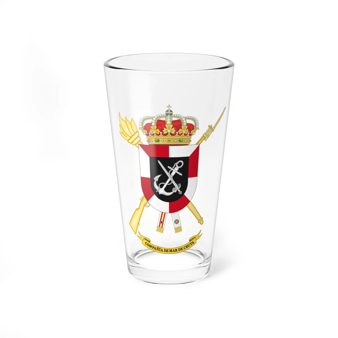 Coat of Arms of the Ceuta Sea Company (Spain) (Coat of Arms) Pint Glass 16oz 16oz - Go Mug Yourself