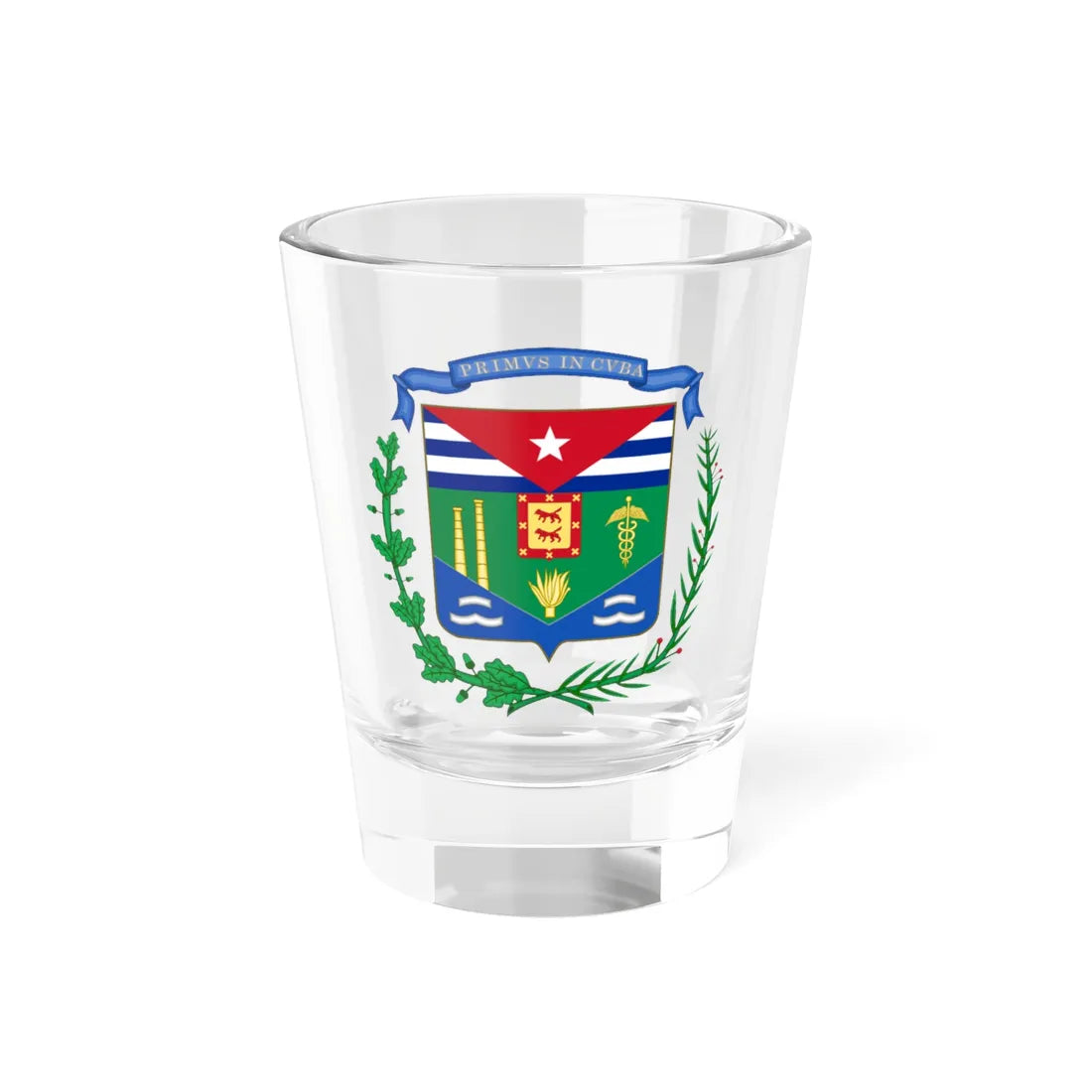 Coat of arms of the city of Cardenas Cuba (Cuba) (Coat of Arms) Shot Glass 1.5oz 1.5oz - Go Mug Yourself