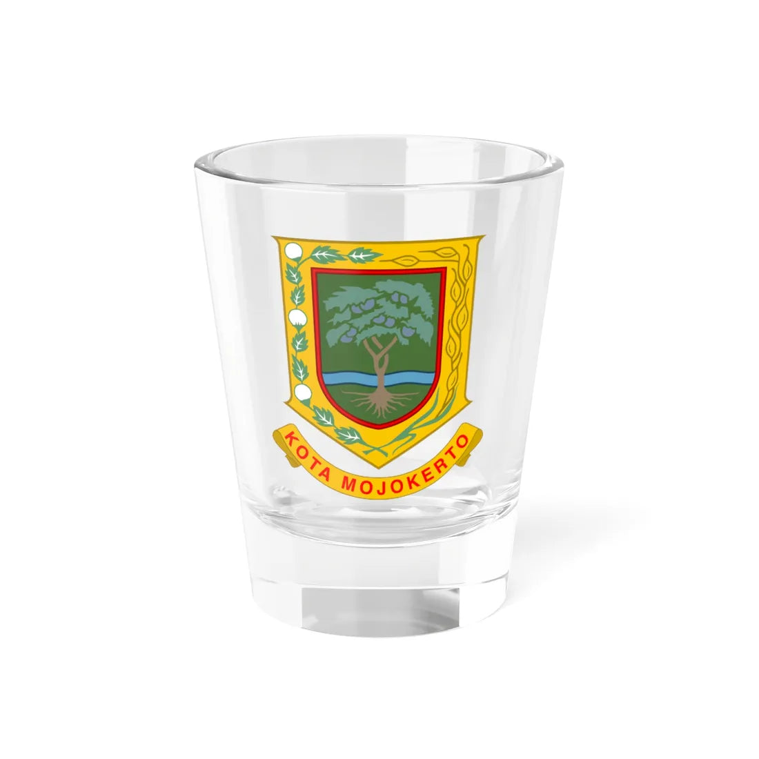 Coat of arms of the City of Mojokerto (Indonesia) (Coat of Arms) Shot Glass 1.5oz 1.5oz - Go Mug Yourself