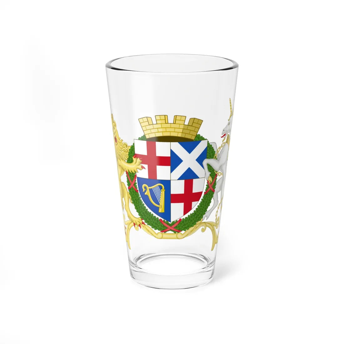 Coat of Arms of the Commonwealth of Great Britain and Northern Ireland (United Kingdom) (Coat of Arms) Pint Glass 16oz 16oz - Go Mug Yourself