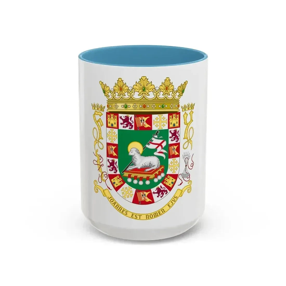 Coat of arms of the Commonwealth of Puerto Rico 2 - Accent Coffee Mug 15oz Light Blue - Go Mug Yourself