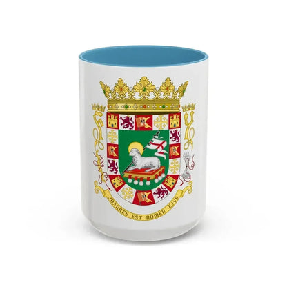 Coat of arms of the Commonwealth of Puerto Rico 2 - Accent Coffee Mug 15oz Light Blue - Go Mug Yourself