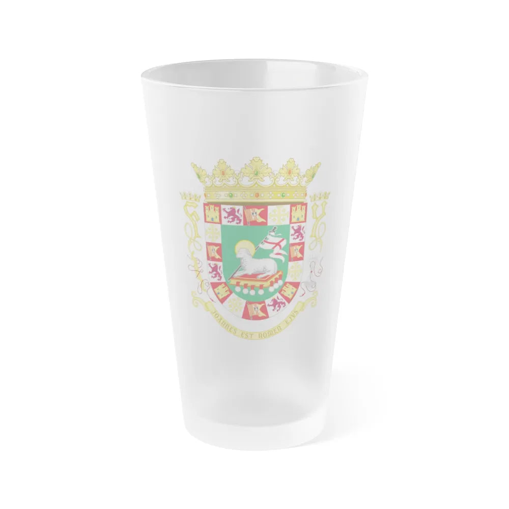 Coat of arms of the Commonwealth of Puerto Rico 2 - Frosted Pint Glass 16oz-16oz-Frosted-Go Mug Yourself