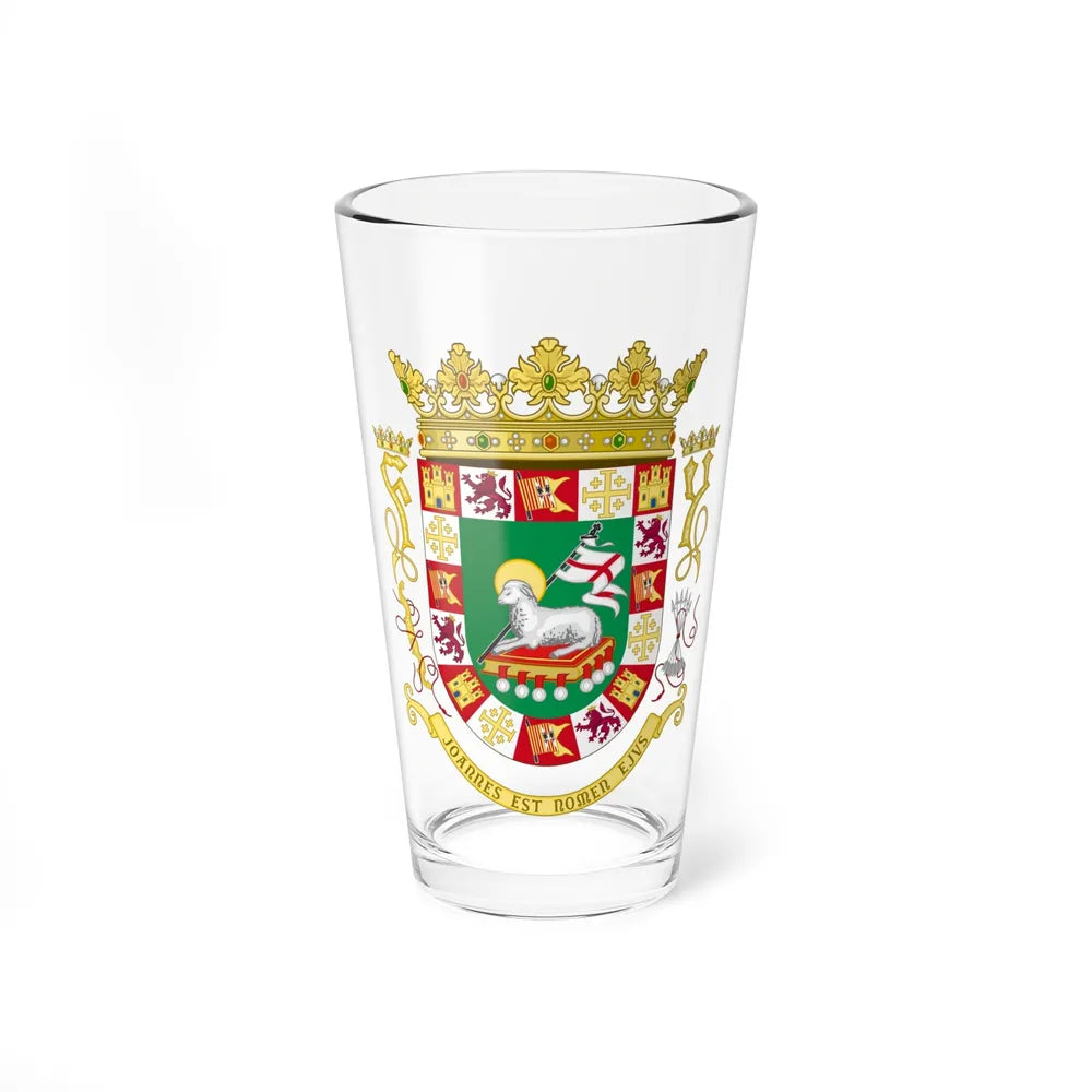 Coat of arms of the Commonwealth of Puerto Rico 2 - Pint Glass 16oz-16oz-Go Mug Yourself