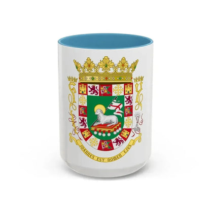 Coat of arms of the Commonwealth of Puerto Rico - Accent Coffee Mug 15oz Light Blue - Go Mug Yourself