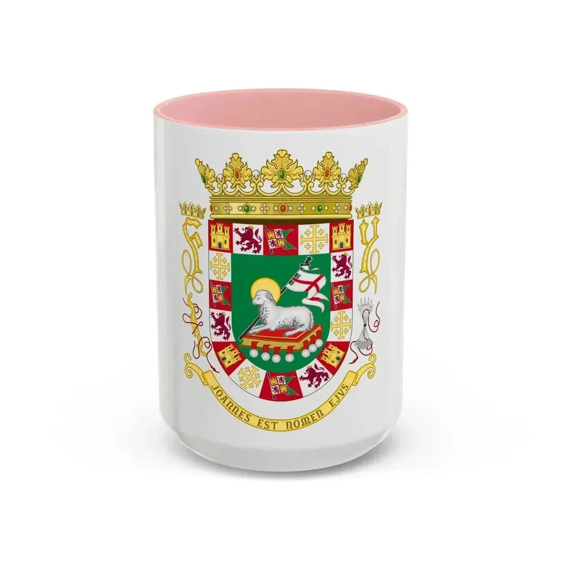 Coat of arms of the Commonwealth of Puerto Rico - Accent Coffee Mug 15oz Pink - Go Mug Yourself