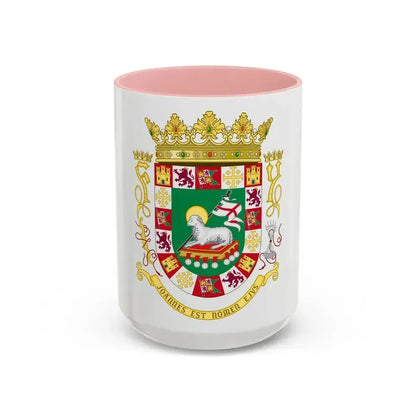 Coat of arms of the Commonwealth of Puerto Rico - Accent Coffee Mug 15oz Pink - Go Mug Yourself