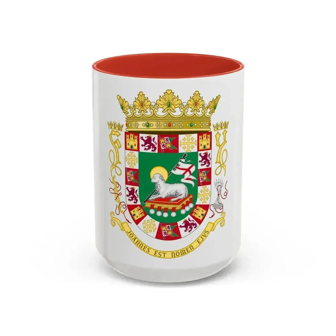 Coat of arms of the Commonwealth of Puerto Rico - Accent Coffee Mug 15oz Red - Go Mug Yourself