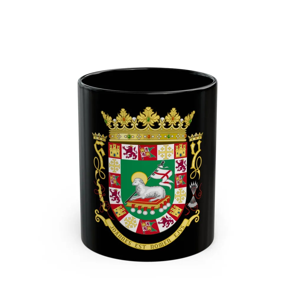 Coat of arms of the Commonwealth of Puerto Rico - Black Coffee Mug-11oz-Go Mug Yourself